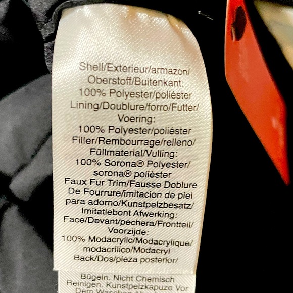 DKNY Hooded Puffer Jacket faux fur Size M Black. - Picture 9 of 16